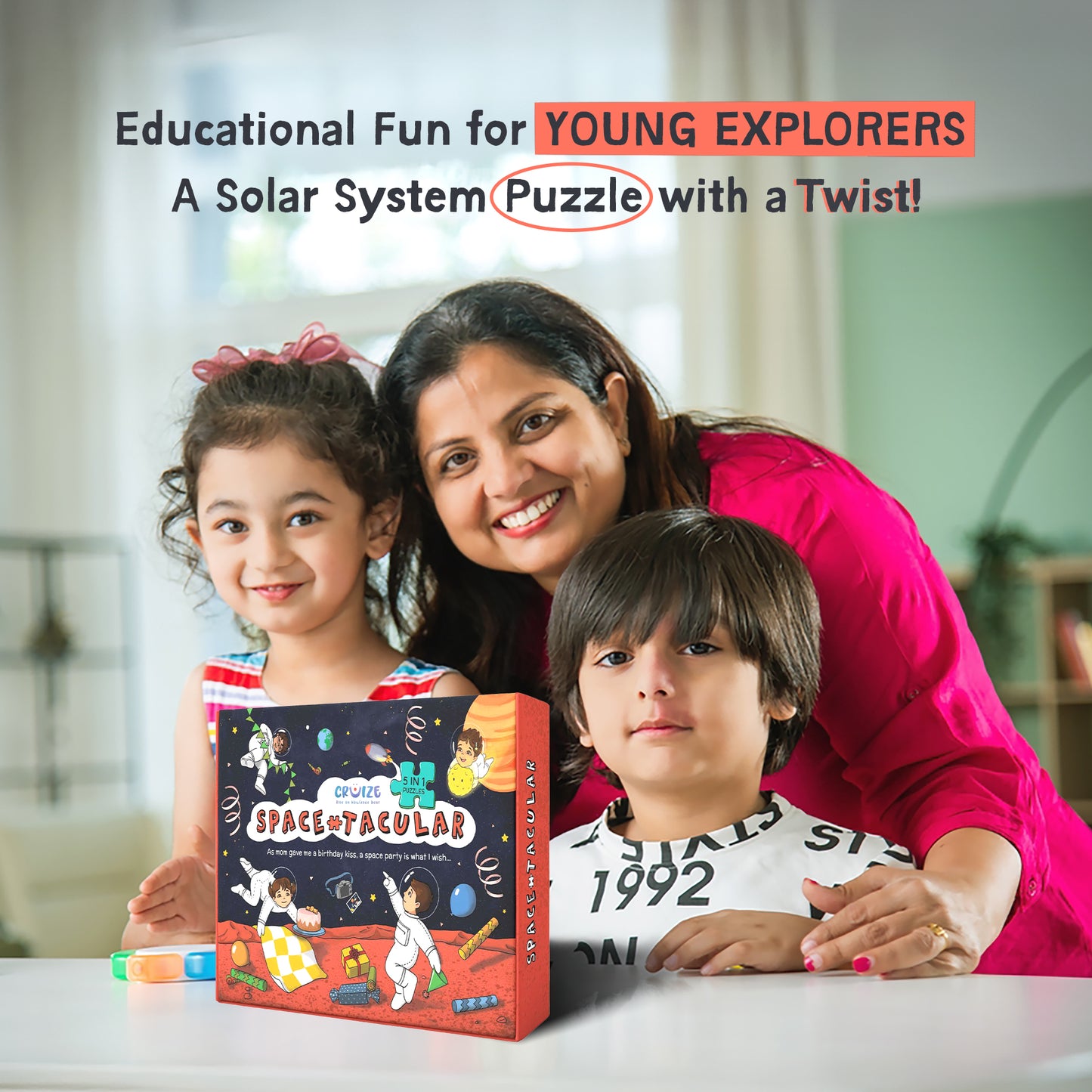 Space-TACULAR 5-in-1 Puzzle Set: 180 Pieces & Knowledge Book