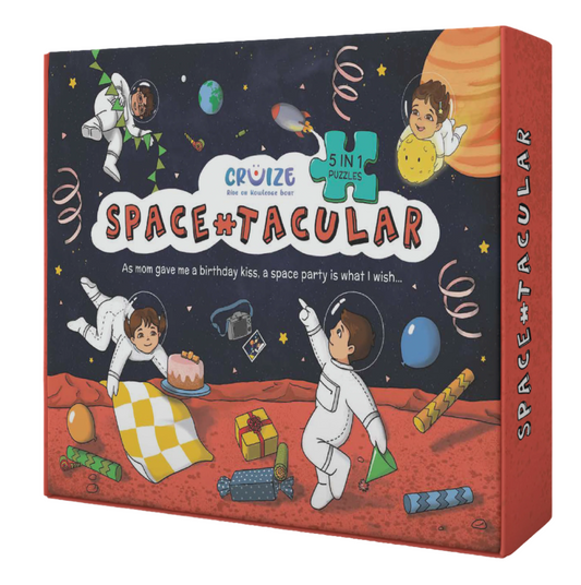 Space-TACULAR 5-in-1 Puzzle Set: 180 Pieces & Knowledge Book